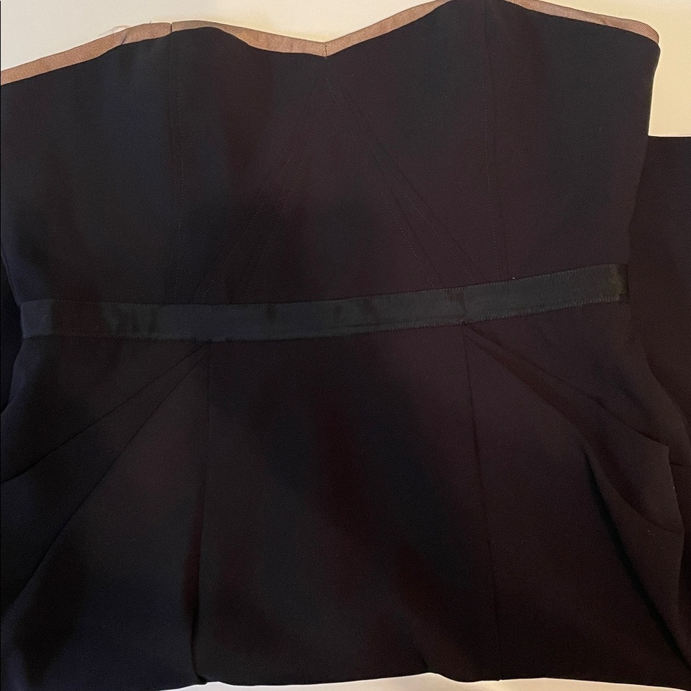 BCBGMaxAzria Size 12 Strapless Black Dress Corset Top Pockets - Picture 5 of 15